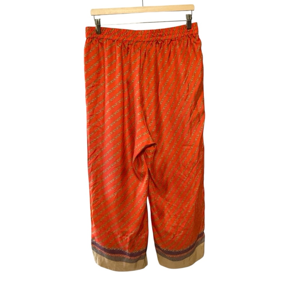 J CREW pull-on silk pant in red chains print Size 12 - Picture 3 of 11